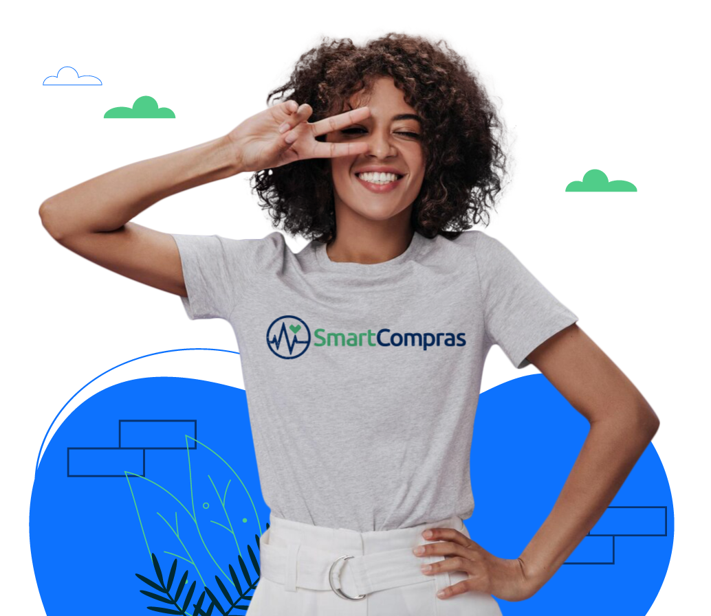 Colaboradora com camisa da SmartCompras